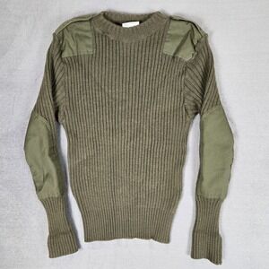 Dscp Valor Collection‎ Sweater Mens 40 Military Green Wool Ribbed w/ Epaulettes